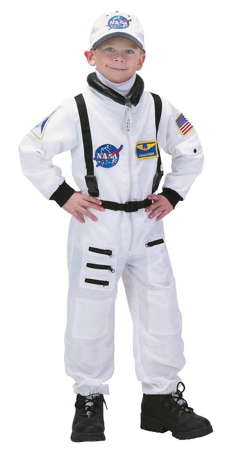 Aeromax Jr Astronaut Suit with Embroidered Cap and NASA patches WHITE Size 18 Months