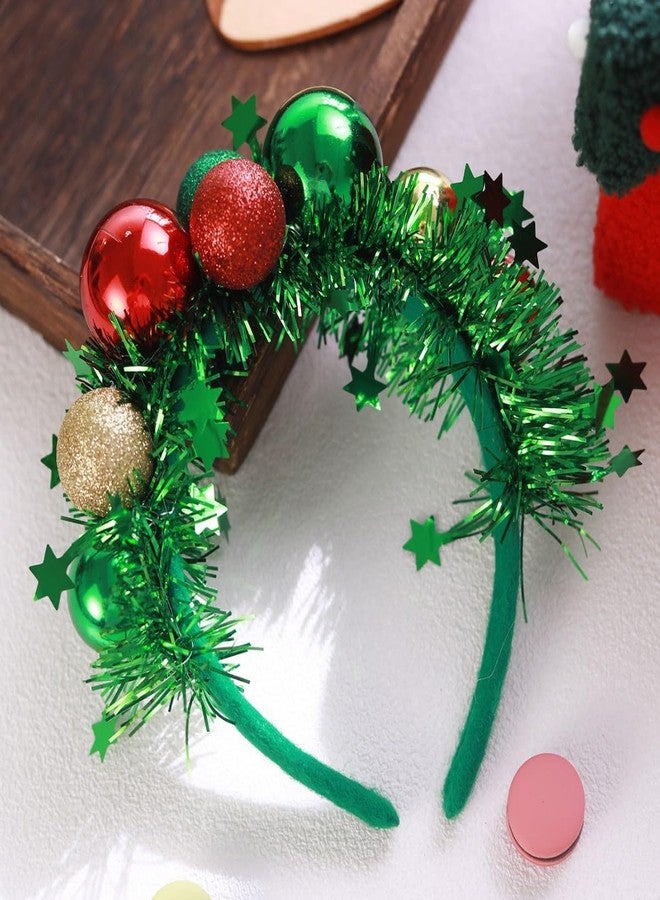 Ankelesz Christmas Headbands for Women, Red Green Balls Hair bands Cute Festive Party Hair Accessories - Image 4