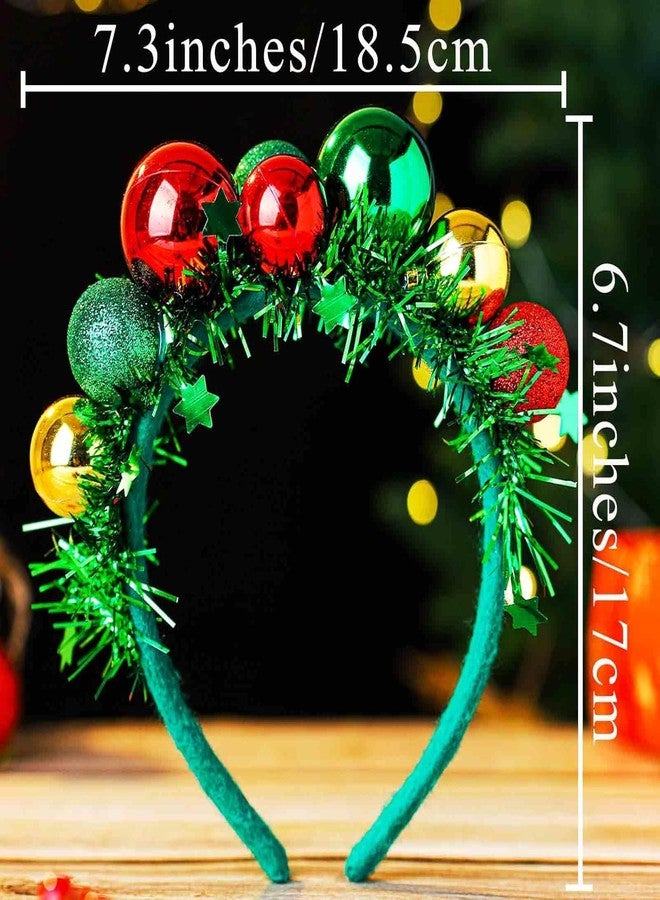 Ankelesz Christmas Headbands for Women, Red Green Balls Hair bands Cute Festive Party Hair Accessories - Image 5