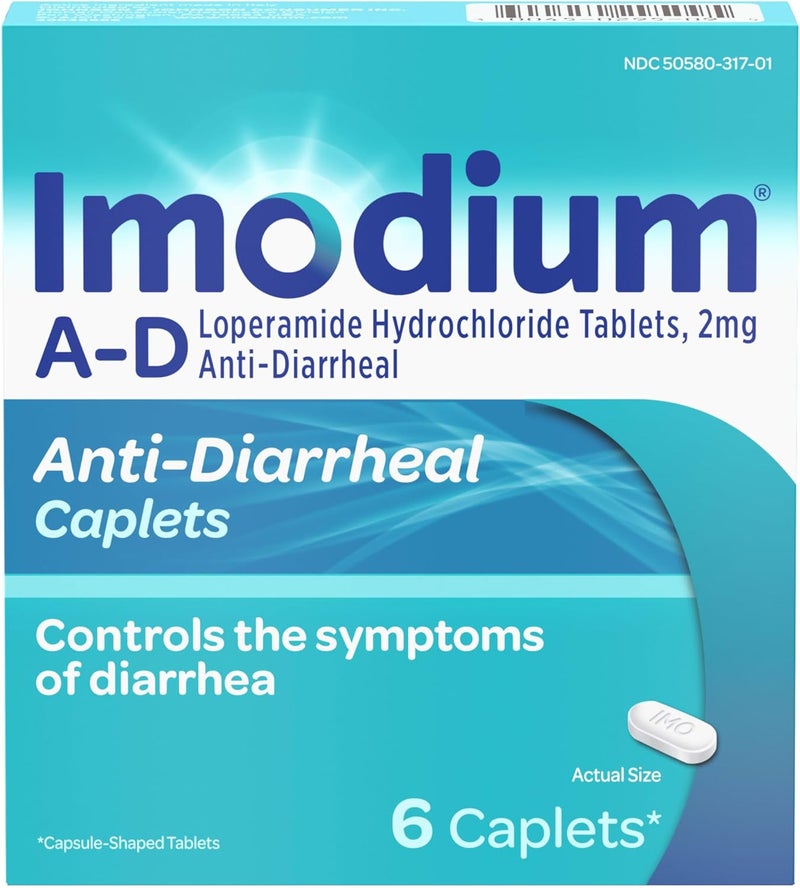 IMODIUM A-D Diarrhea Relief Caplets with Loperamide HCl, Anti-Diarrheal Medicine to Help Control Symptoms of Diarrhea Due to Acute & Traveler's Diarrhea, HSA/FSA Eligible, 6 ct - Image 1