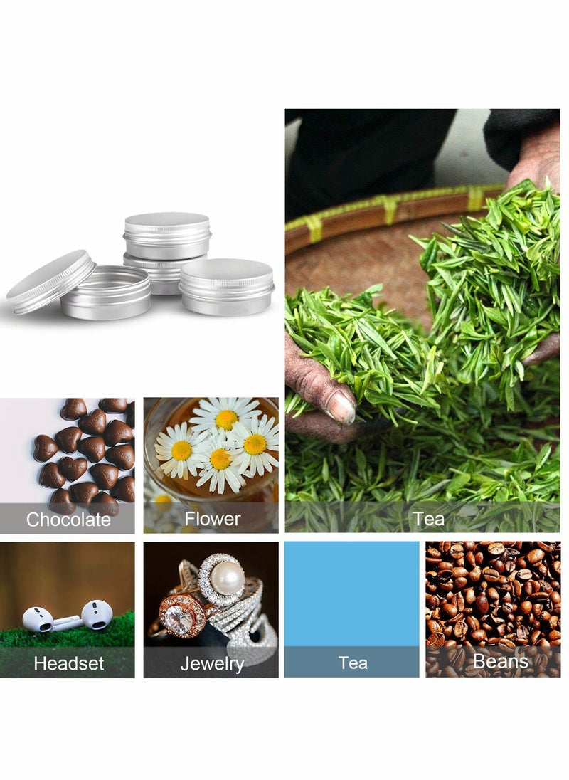 Excefore علبة تخزين معدنية دائرية من الألومنيوم، 24 قطعة من حاويات البرطمانات مع أغطية لولبية آمنة  - Image 4