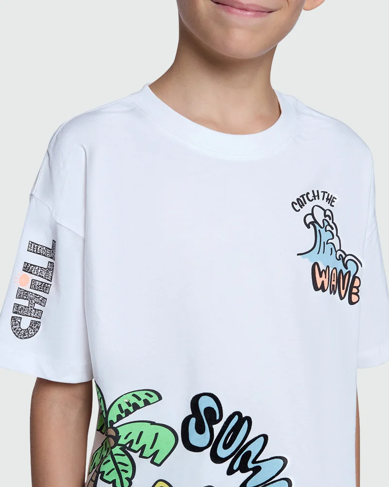 Ovs Bright White Crew Neck Tee For Boys By OVS