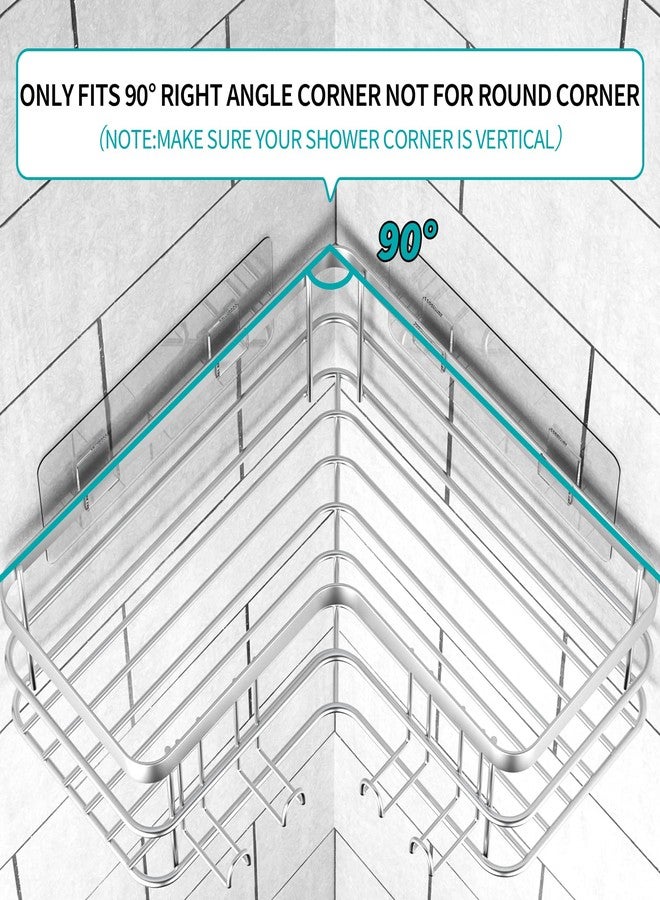Yazoni Corner Shower Caddy, 4-Pack Adhesive Shower Shelves with Soap Holder No Drilling, Rustproof Bathroom Shower Organizer Storage, Silver - Image 4
