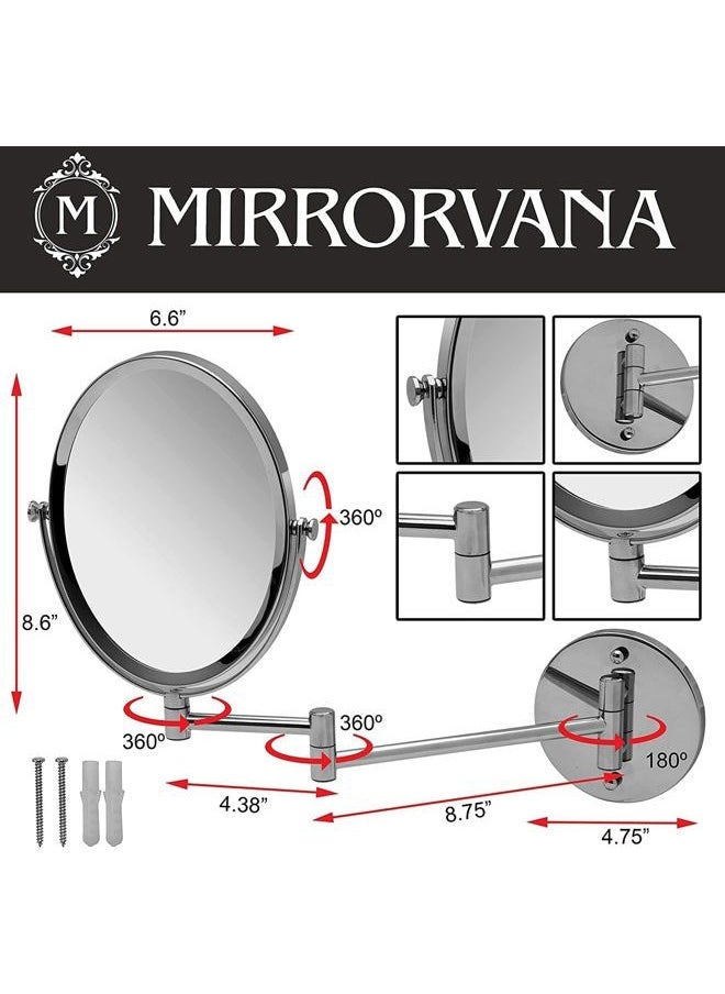Mirrorvana Wall Mounted Bathroom Makeup & Shaving Mirror, Double Sided 5X & 1X Magnification, 13-Inch Extension Swivel Arm, Oval 6.6" x 8.6" Glass Area, Chrome  - Image 5