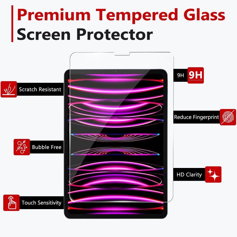 bersem Screen Protector Compatible with iPad Pro 11 (2022&2021&2020&2018) & iPad Air 5th / 4th (2022&2020) Tempered Glass, Ultra Clear, Anti-Scratch, Case Friendly, EZ Kit, 1 Pack - Image 3