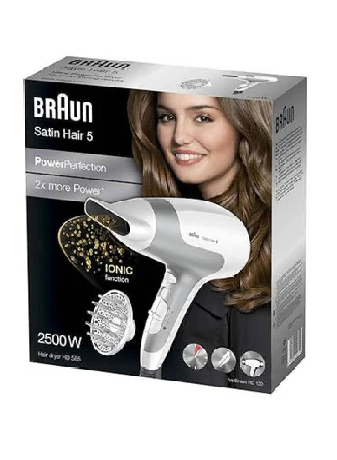 Braun Satin Hair 5 Hair Dryer, 2500 Watt, 3 Temperatures, White and Grey - HD585 White\Grey - Image 3