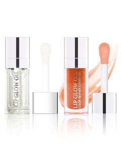 Lip Oil Hydrating Lip Gloss Tinted Lip Balm Transparent Lip Care Big Brush Head Glitter Shine Long Lasting Nourishing Nonsticky Fresh Texture TransparentChampagne Gold