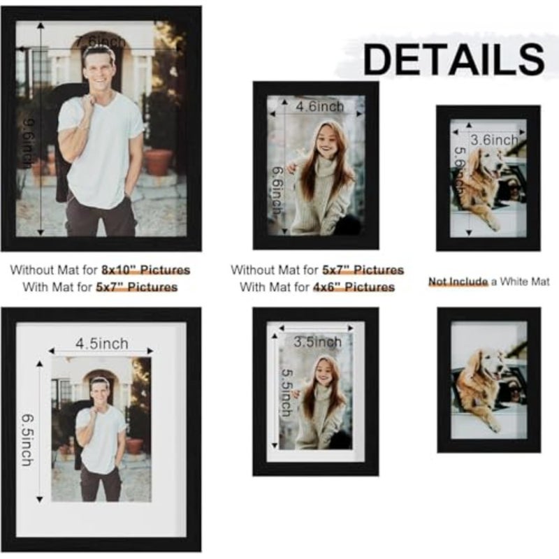 10 Pack Picture Frames Collage Wall Decor, Gallery Wall Frame Set for Wall or Tabletop Display, Multi Sizes with Two 8x10, Four 5x7, and Four 4x6 Photo Frames, Black - Image 4