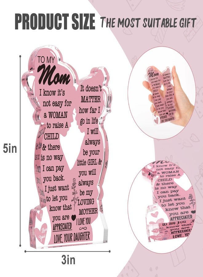 LuoHere Mom Gifts Mothers Day Gifts from Daughter, Mom Birthday Gift Ideas Cool Easter Day Gifts for Mom I Love Mom Best Mom Ever Gifts New Mom Single Mom Christmas 2025 Mother's Day Gift Acrylic Plaque Sign - Image 3