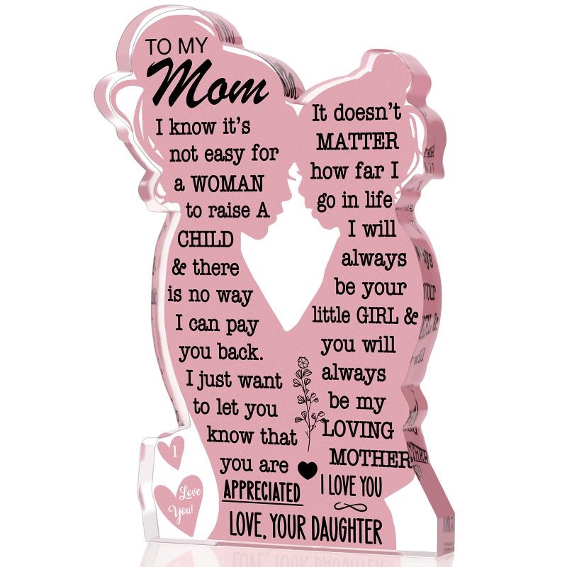 LuoHere Mom Gifts Mothers Day Gifts from Daughter, Mom Birthday Gift Ideas Cool Easter Day Gifts for Mom I Love Mom Best Mom Ever Gifts New Mom Single Mom Christmas 2025 Mother's Day Gift Acrylic Plaque Sign - Image 1