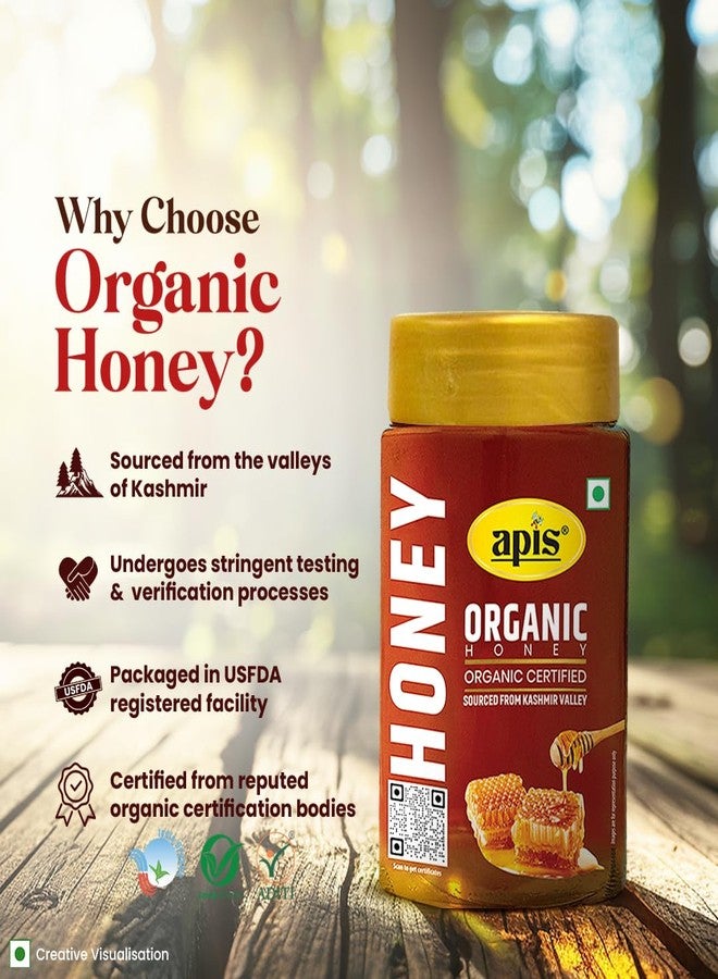 Apis Organic Honey 450g, Pure & Natural, Organic Certified, Kashmir Sourced Honey, Natural Sweetener with No Added Sugar & Adulteration - Image 2