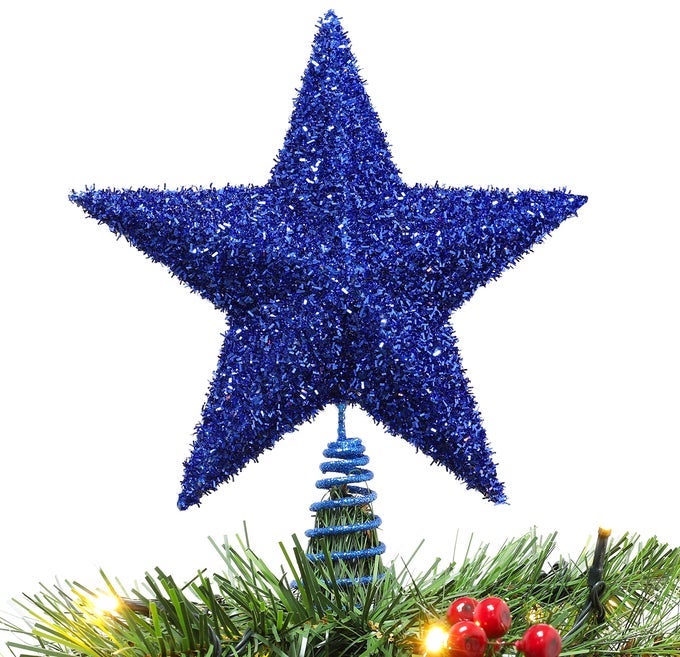 28CM SPARKLY TREE TOP STAR LUXURY CHRISTMAS DECORATIONS ROYAL BLUE