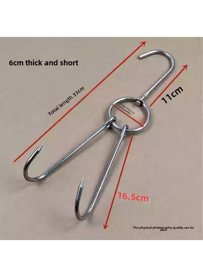 Roast Duck Hook Roast Duck Hook Roast Goose Double Hook Duck Hook Commercial Hook Roast Meat Ring Large Circle Stainless Steel Shelf-Color:6cm Thick Non-magnetic Large Circle Total Length 33cm (10 Pieces)  - Image 1