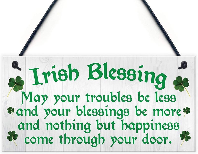Irish Blessing Happiness Friendship Wood Signs Gifts Plaque Home Decor Door Sign 12"x6"(801D1064)