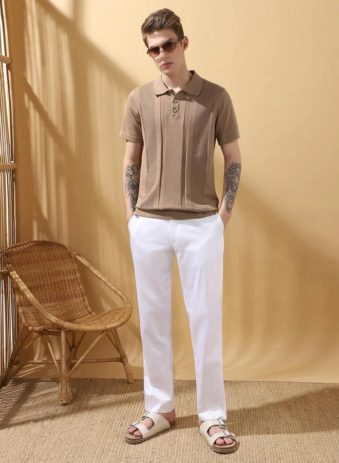 Dennis Lingo Dennis lingo Men Brown Relaxed Fit Flat Knit Polo