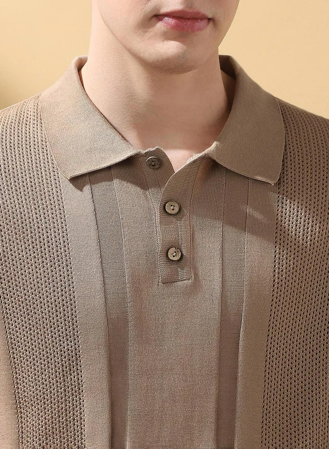 Dennis Lingo Dennis lingo Men Brown Relaxed Fit Flat Knit Polo