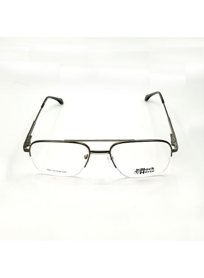 Black Horse Men’s semi-rimless eyeglasses with a durable black metal frame and a stylish double bridge, offering a perfect blend of modern elegance and classic design. Made from high-quality materials for daily comfort and durability. The rectangular semi-rimless design makes them lightweight and suitable for most face shapes, ideal for both formal and casual looks. - Image 1