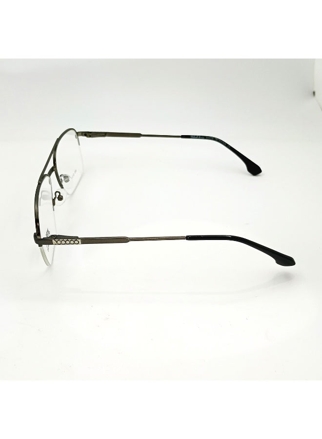 Black Horse Men’s semi-rimless eyeglasses with a durable black metal frame and a stylish double bridge, offering a perfect blend of modern elegance and classic design. Made from high-quality materials for daily comfort and durability. The rectangular semi-rimless design makes them lightweight and suitable for most face shapes, ideal for both formal and casual looks. - Image 2