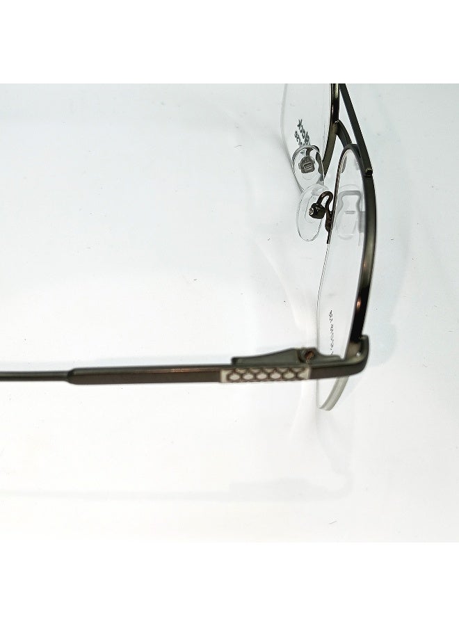 Black Horse Men’s semi-rimless eyeglasses with a durable black metal frame and a stylish double bridge, offering a perfect blend of modern elegance and classic design. Made from high-quality materials for daily comfort and durability. The rectangular semi-rimless design makes them lightweight and suitable for most face shapes, ideal for both formal and casual looks. - Image 4