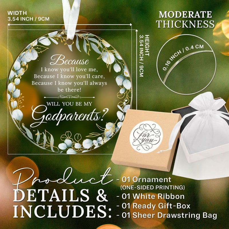 HEXMOZ هدية اقتراح الأبوين الروحيين - هل ستكونون آبائي الروحيين؟ زينة - هدايا للأبوين الروحيين للمعمودية، زينة للأبوين الروحيين الكاثوليك، هدية من الطفل الروحي - زينة عيد الميلاد الأكريليكية 2025 - Image 2