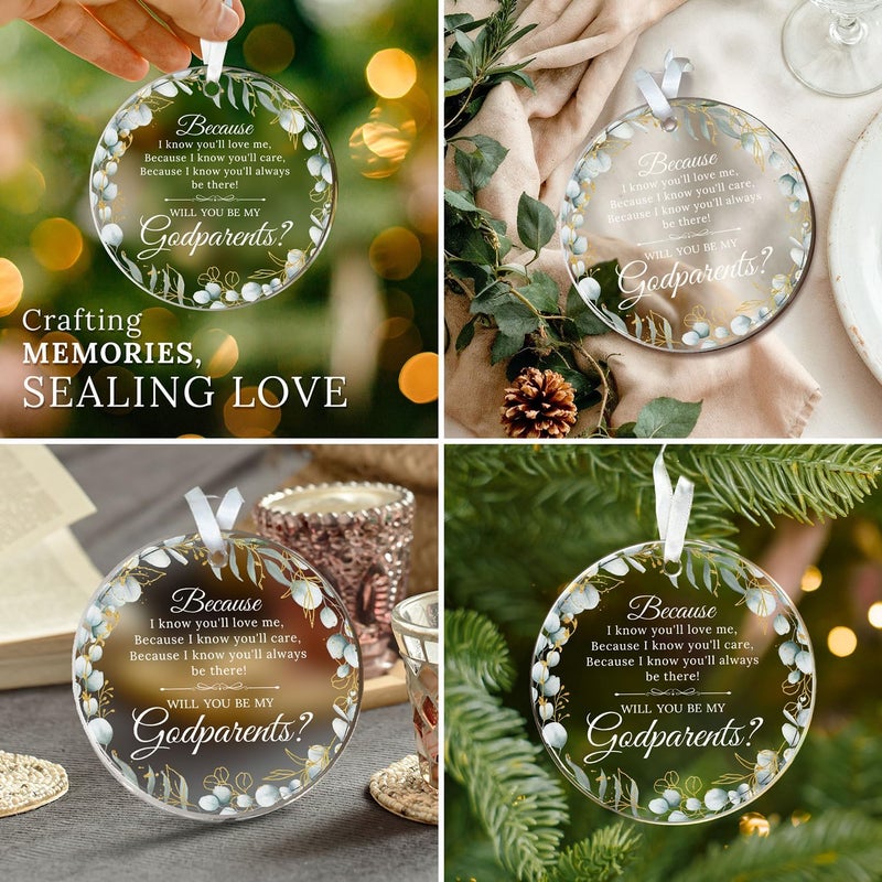 HEXMOZ هدية اقتراح الأبوين الروحيين - هل ستكونون آبائي الروحيين؟ زينة - هدايا للأبوين الروحيين للمعمودية، زينة للأبوين الروحيين الكاثوليك، هدية من الطفل الروحي - زينة عيد الميلاد الأكريليكية 2025 - Image 4