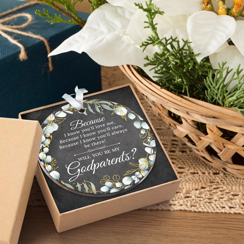 HEXMOZ هدية اقتراح الأبوين الروحيين - هل ستكونون آبائي الروحيين؟ زينة - هدايا للأبوين الروحيين للمعمودية، زينة للأبوين الروحيين الكاثوليك، هدية من الطفل الروحي - زينة عيد الميلاد الأكريليكية 2025 - Image 3