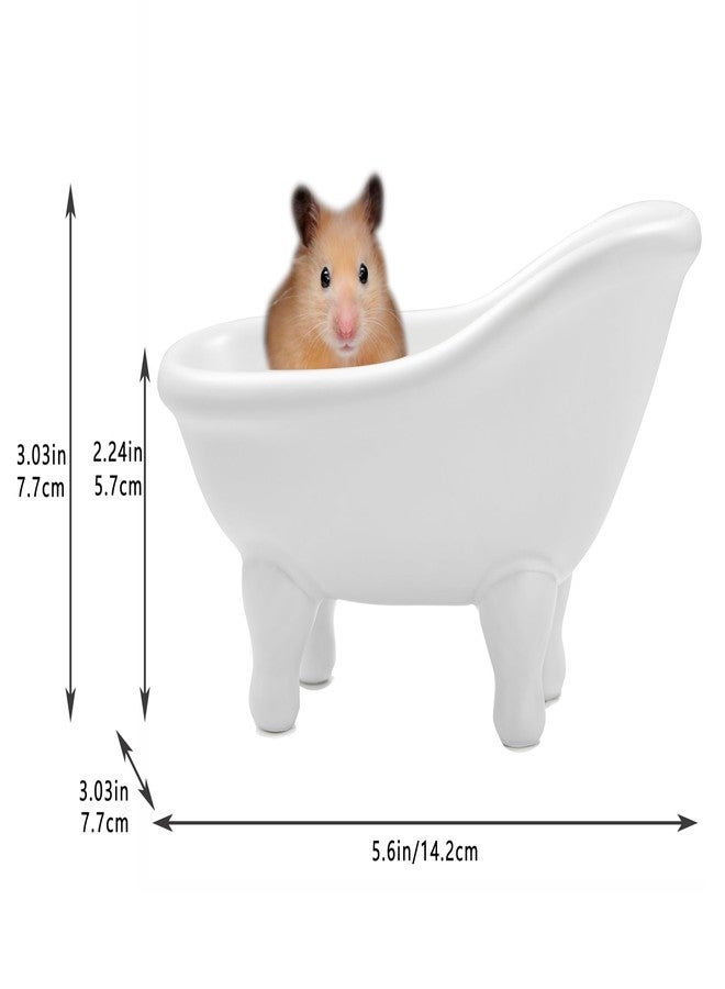 dodococa 1piece 5.6" White Ceramic Mini Bathtub Soap Dish Small Planter Makeup Organizer Container Hamster Bathtub (White) - Image 5