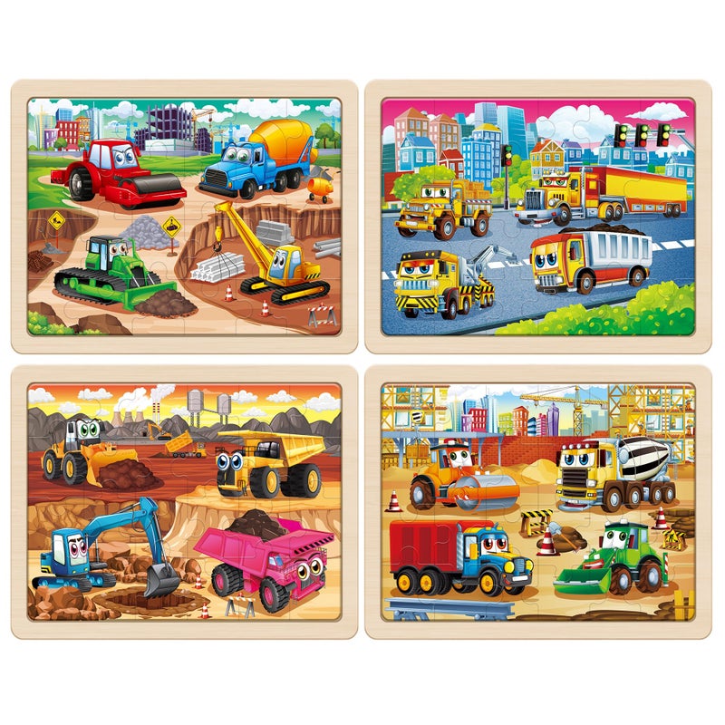 SYNARRY Large Wooden Construction Vehicle Puzzles for Toddlers 3-5, 24 Piece Monster Truck Puzzles for Kids Ages 4-6, Construction Toys for 3 4 Year Old, Kids Toys Gifts for 3 4 5 Year Old Boys Girls - Image 2