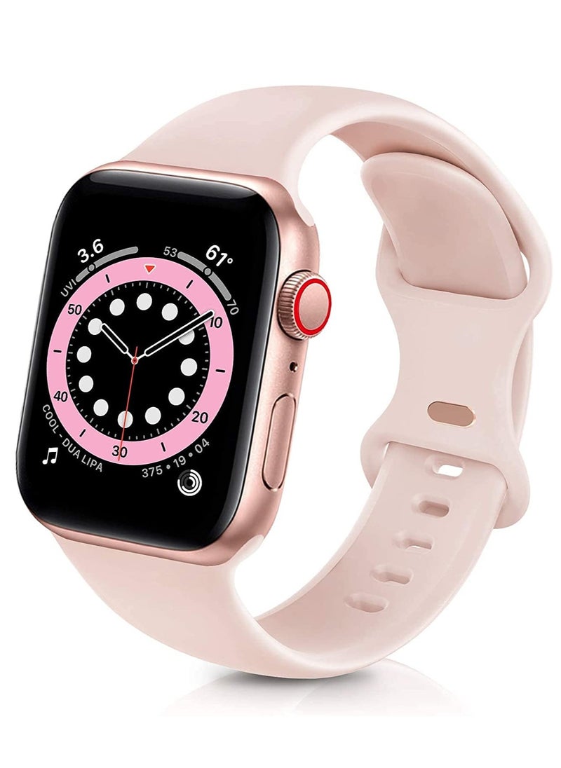 Generic Compatible with Apple watch Band 42mm 44mm 45mm 46mm 49mm for Women Men, Soft Silicone Wristband Strap Bands for iWatch Ultra 2/1 Series 10 9 8 7 6 5 4 3 2 1 SE 2/1 Pink  - Image 1