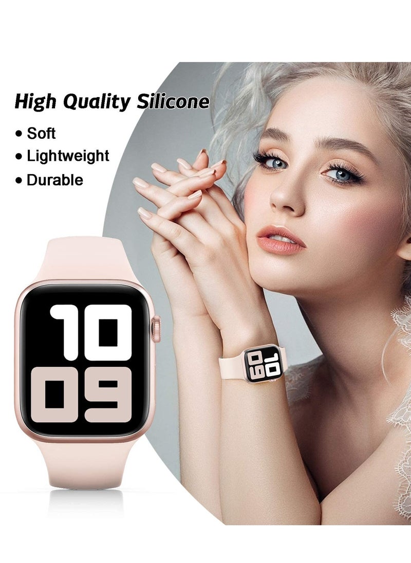 Generic Compatible with Apple watch Band 42mm 44mm 45mm 46mm 49mm for Women Men, Soft Silicone Wristband Strap Bands for iWatch Ultra 2/1 Series 10 9 8 7 6 5 4 3 2 1 SE 2/1 Pink  - Image 4
