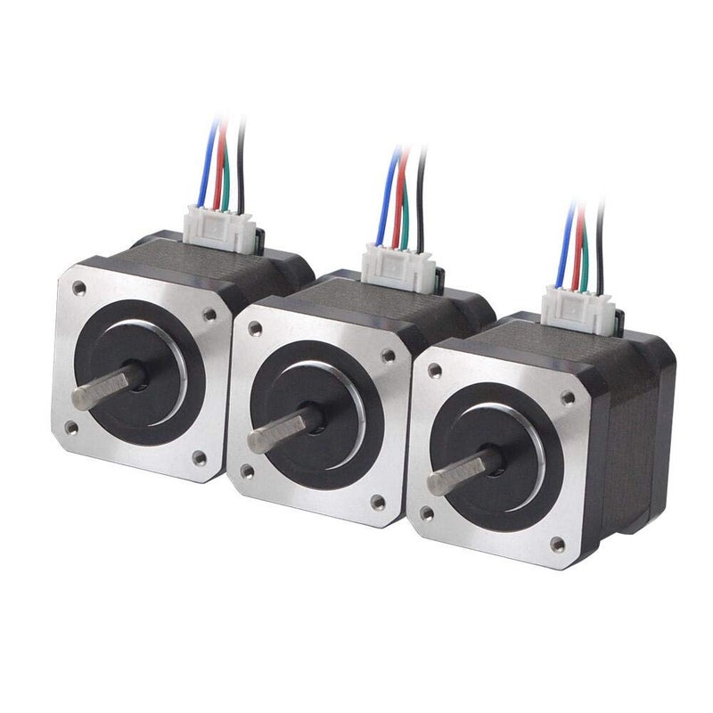 STEPPERONLINE 3PCS Nema 17 Stepper Motor 1.5A 12V 45Ncm (63.74oz.in) 4-Lead 39mm Body W/ 1m Cable and Connector for DIY CNC/ 3D Printer/Extruder - Image 1