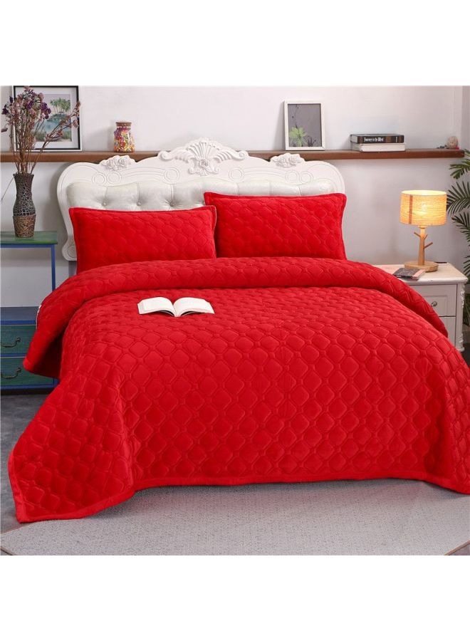 Winter Crystal Velvet Bed Sheet Blanket Thickened Non-slip Warm Coral Velvet Blanket Single Double Plus Velvet Blanket-Color:Crystal Velvet Warm Anti-slip Blanket-bean Paste Red ☢-Specifications:200* 230cm ☢ - Image 3