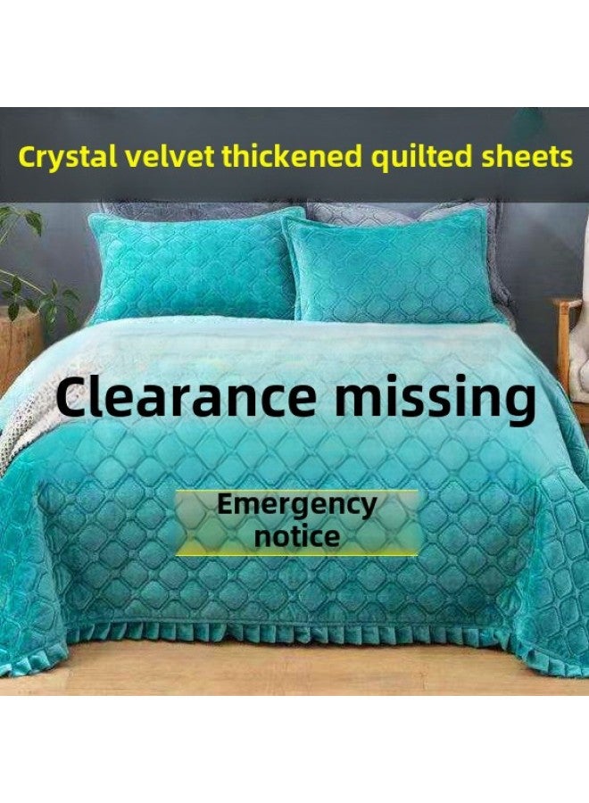 Winter Crystal Velvet Bed Sheet Blanket Thickened Non-slip Warm Coral Velvet Blanket Single Double Plus Velvet Blanket-Color:Crystal Velvet Warm Anti-slip Blanket-bean Paste Red ☢-Specifications:200* 230cm ☢ - Image 2