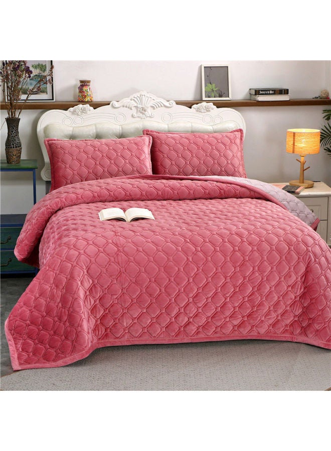 Winter Crystal Velvet Bed Sheet Blanket Thickened Non-slip Warm Coral Velvet Blanket Single Double Plus Velvet Blanket-Color:Crystal Velvet Warm Anti-slip Blanket-bean Paste Red ☢-Specifications:200* 230cm ☢ - Image 1