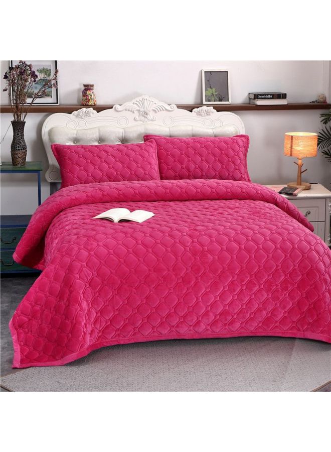 Winter Crystal Velvet Bed Sheet Blanket Thickened Non-slip Warm Coral Velvet Blanket Single Double Plus Velvet Blanket-Color:Crystal Velvet Warm Anti-slip Blanket-bean Paste Red ☢-Specifications:200* 230cm ☢ - Image 4
