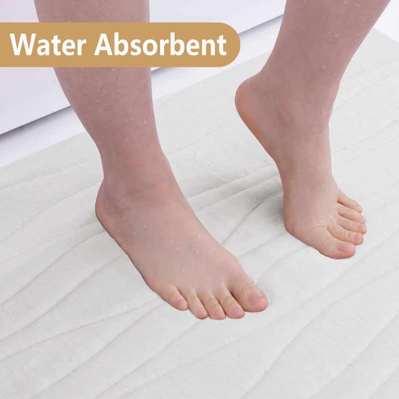 بجند بوجاندا Memory Foam Poat Brud Mat 24x16 Extra Soft and Extorbbent Bath Hats Non-Slip and Machine Rases Rases for Bathroom Floor Tub and Shower Ivory - Image 3