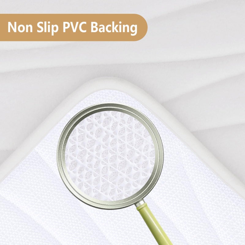 بجند بوجاندا Memory Foam Poat Brud Mat 24x16 Extra Soft and Extorbbent Bath Hats Non-Slip and Machine Rases Rases for Bathroom Floor Tub and Shower Ivory - Image 2