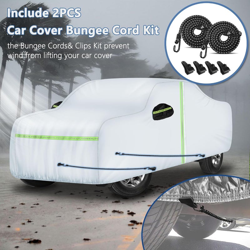 HLOGREE Truck Car Cover Custom Fit for 2021-2023 Ford Maverick,Waterproof Full Exterior Bed Pickup Cover Sun Rain Snow Protection with Zipper/Cotton for Ford Maverick XL/XLT/Lariat【210T Taffeta】- Silver Cleaner resistant - Image 3