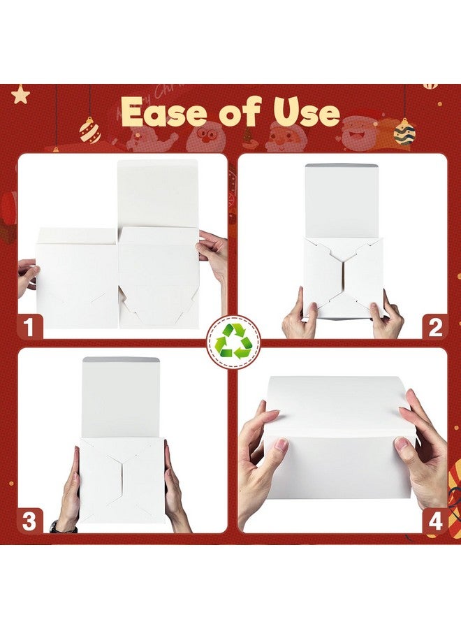 MESHA 8x8x4 Gift Box 50 Pack White Gift Boxes with Lids, DIY Bridesmaid Proposal Box, Recyclable,Foldable Box for Wedding, Birthday Party - Image 3