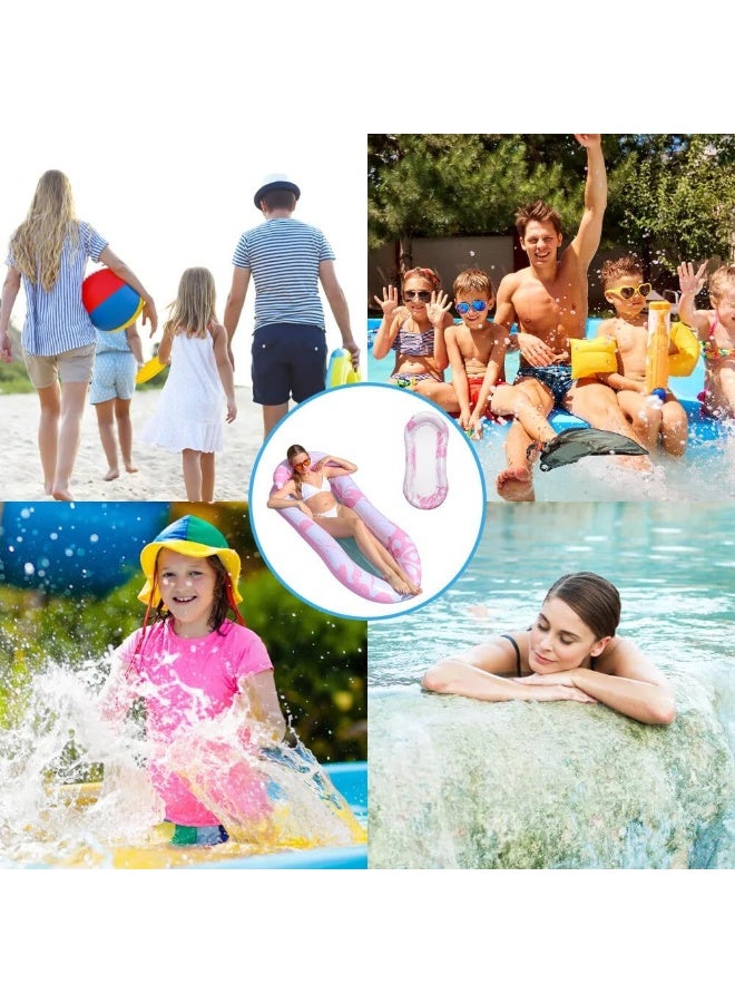 Reko Pool Inflatables, Pool Inflatables for Adults, Relax Swimming Pool Lounger with Headrest, Water Floating Hammock Mattress Pool Noodle Toys Sunbath Air Beds for Beach - Image 2