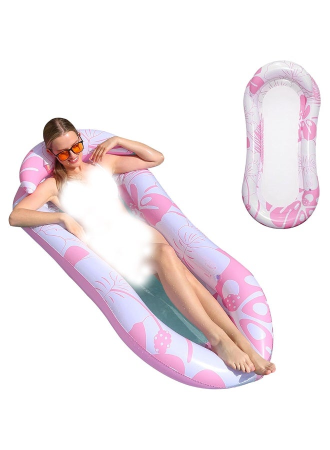 Reko Pool Inflatables, Pool Inflatables for Adults, Relax Swimming Pool Lounger with Headrest, Water Floating Hammock Mattress Pool Noodle Toys Sunbath Air Beds for Beach - Image 1