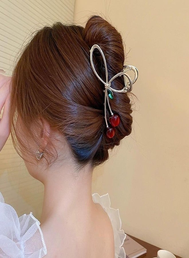 Simar art Stylish Cherry Hair Clip for Women | Decorative Fruit Design Claw Clip with Gold Finish | Strong Grip Hair Accessory for Girls | Cute & Trendy Hair Clutcher for Daily & Party - Image 4