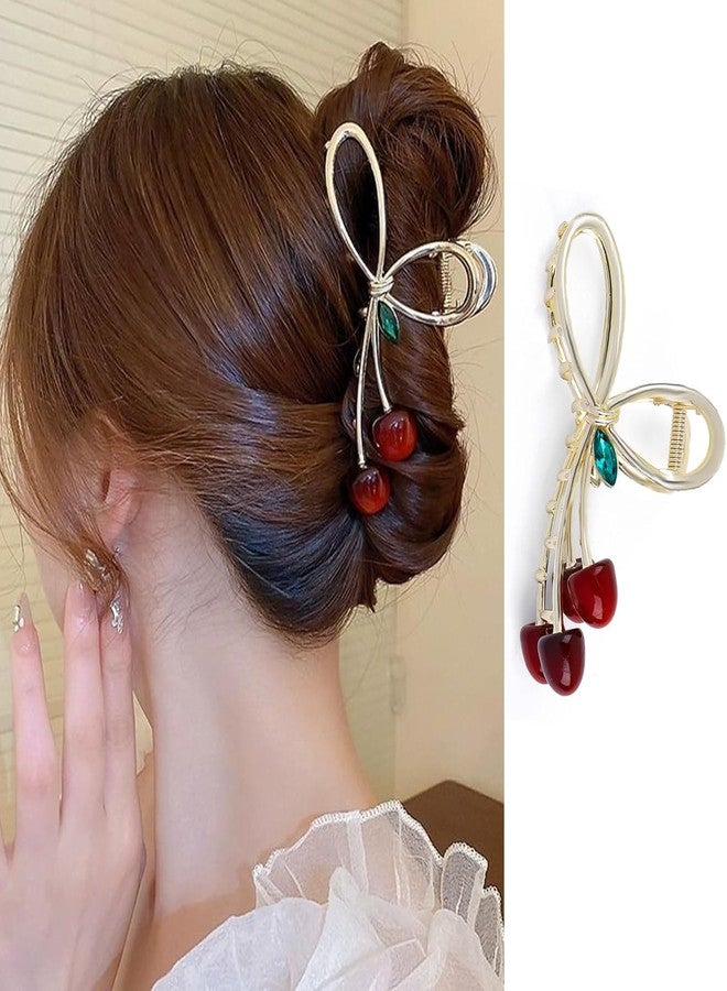 Simar art Stylish Cherry Hair Clip for Women | Decorative Fruit Design Claw Clip with Gold Finish | Strong Grip Hair Accessory for Girls | Cute & Trendy Hair Clutcher for Daily & Party - Image 5