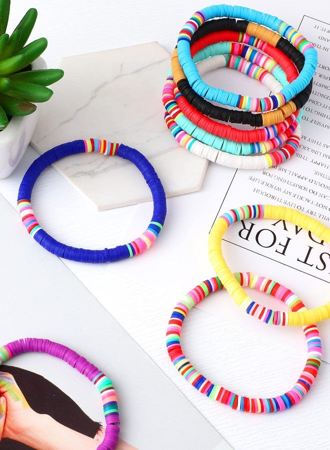 جيديف مجموعة أساور جاديف الملونة من 20 قطعة بتصميم هيشي سيرفر - أساور مطاطية قابلة للتكديس بتصميم بوهيمي بألوان قوس قزح، مثالية لفصل الصيف والشاطئ (نمط أنيق) - Image 5