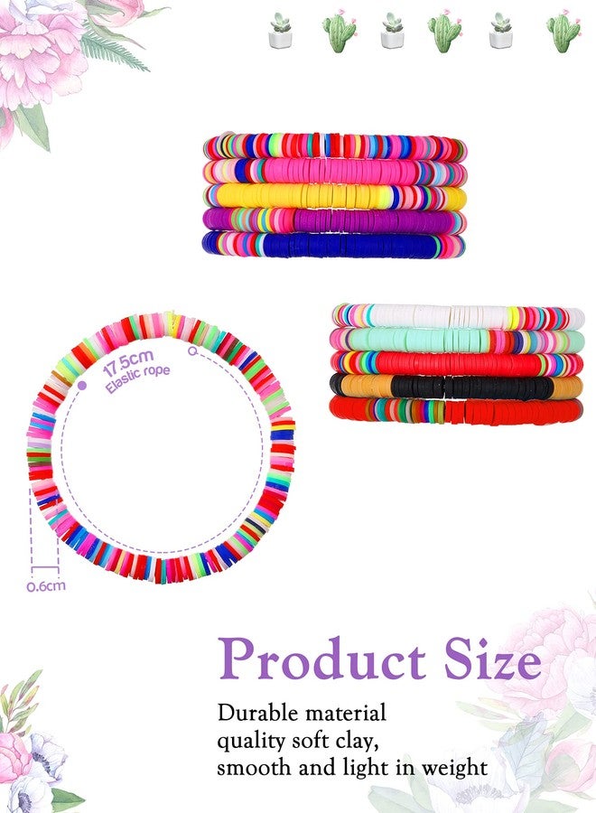 جيديف مجموعة أساور جاديف الملونة من 20 قطعة بتصميم هيشي سيرفر - أساور مطاطية قابلة للتكديس بتصميم بوهيمي بألوان قوس قزح، مثالية لفصل الصيف والشاطئ (نمط أنيق) - Image 2