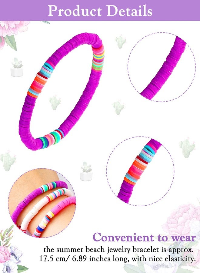 جيديف مجموعة أساور جاديف الملونة من 20 قطعة بتصميم هيشي سيرفر - أساور مطاطية قابلة للتكديس بتصميم بوهيمي بألوان قوس قزح، مثالية لفصل الصيف والشاطئ (نمط أنيق) - Image 3