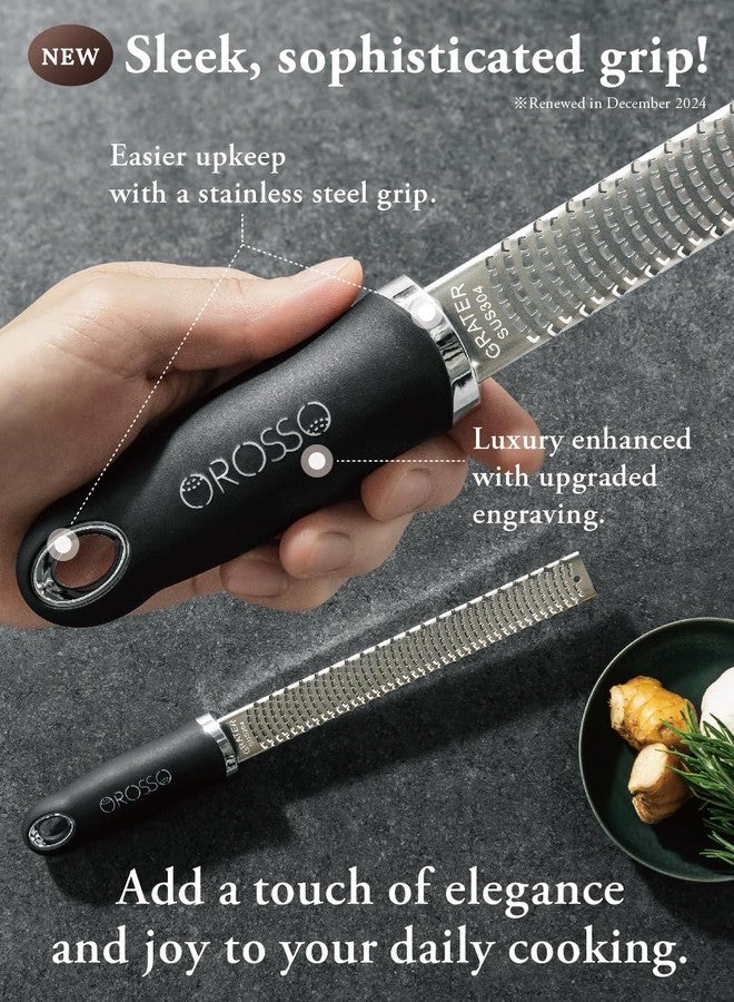 OROSSO (Supervised by Professional Chefs) OROSSO Grater, Grater, Cheese Grinder, Parmesan Cheese, Ginger, Garlic, Zester Grater (Black) - Image 4