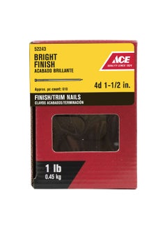 ACE Countersunk Head Smooth Shank 4D Finish and Trim Nail Silver 1-1/2 Inch 52243  - Image 1