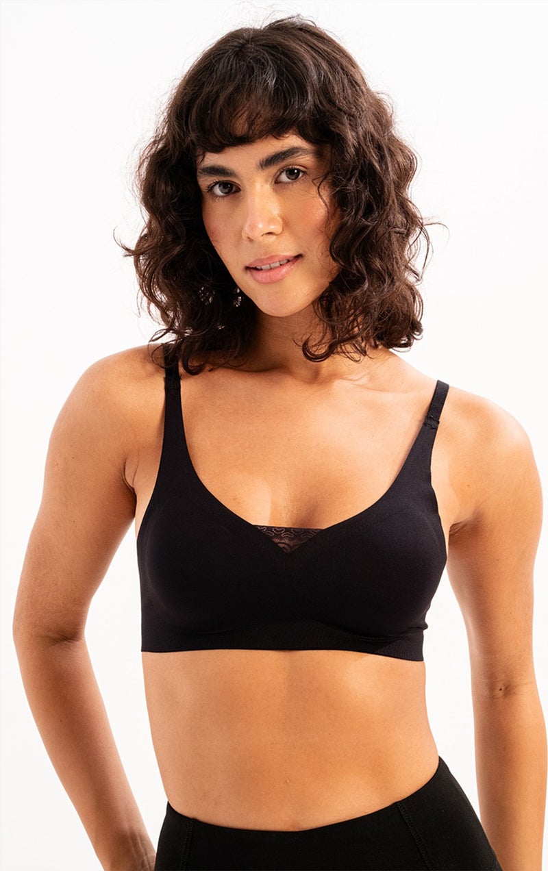 Justever Seamless Removable Padded Support Bra Black Women Laser Bra - Flux  - Image 1
