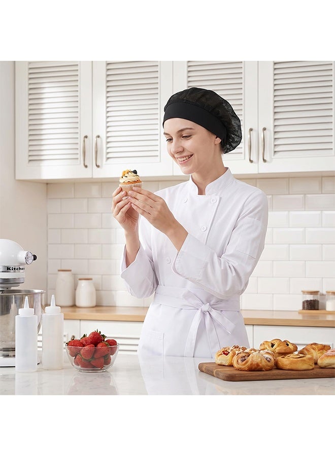 2 Pcs Chef Hats for Women, Adjustable Cooking Chefs Cap Food Service Hair Nets, Unisex Elastic Kitchen Cooking Hat, Mesh Cap Cooking Chef Cap, Reusable Washable Black - Image 4